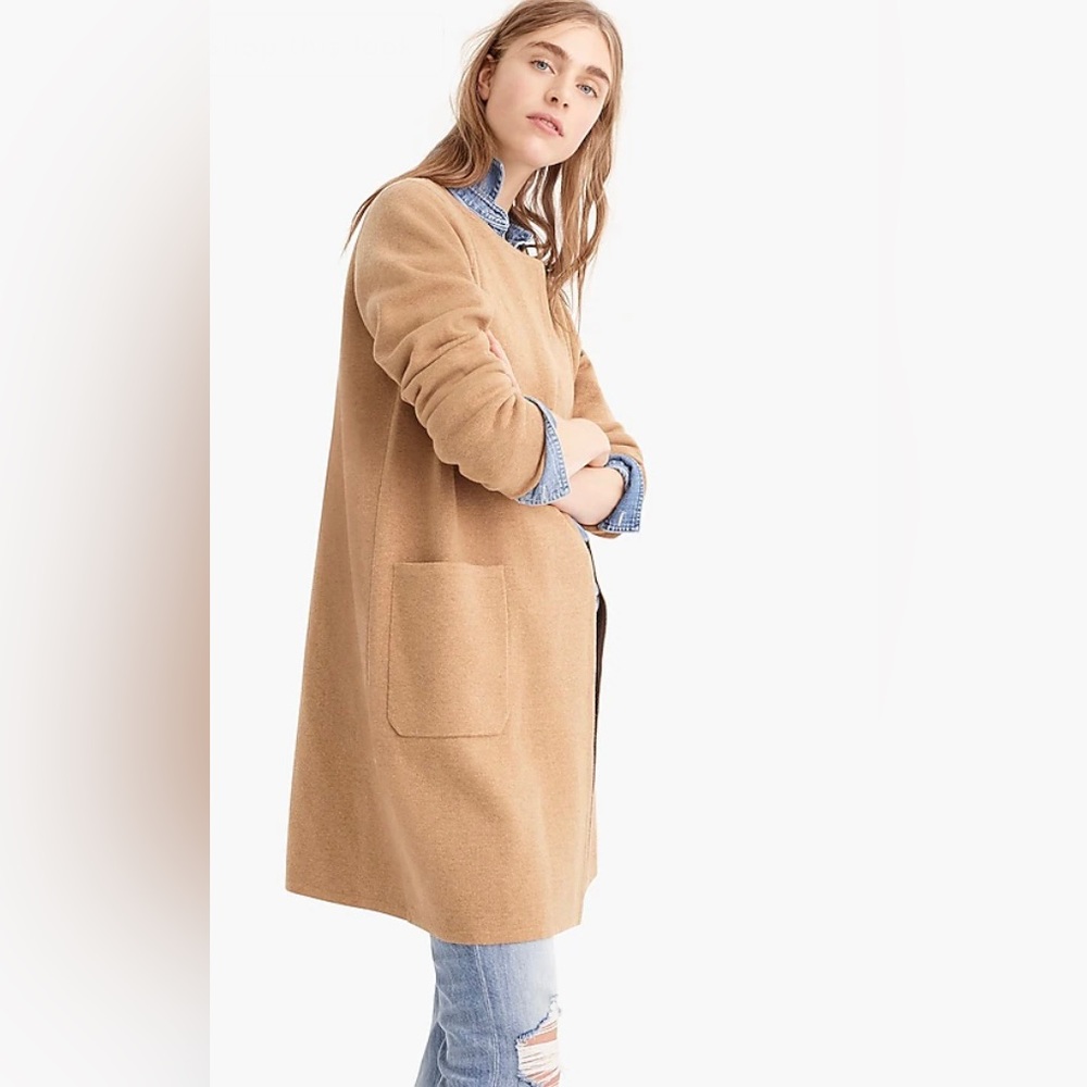 JCrew Juliette Collarless Sweater Blazer in Heather Khaki